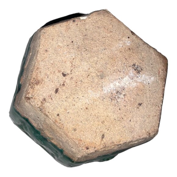 Vintage Green Hexagonal Floral Ceramic Vase - Picture 6 of 6